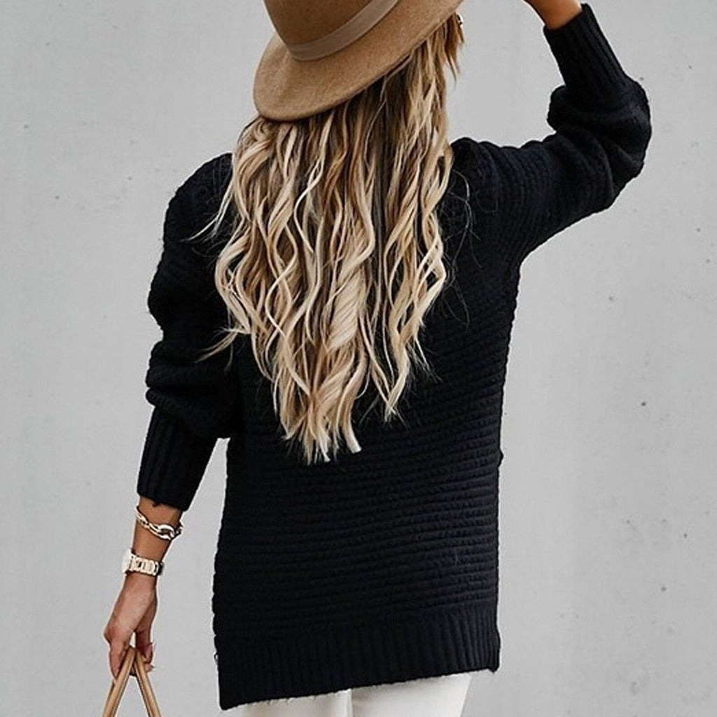 Pull oversize en maille pour femme avec ourlet fendu