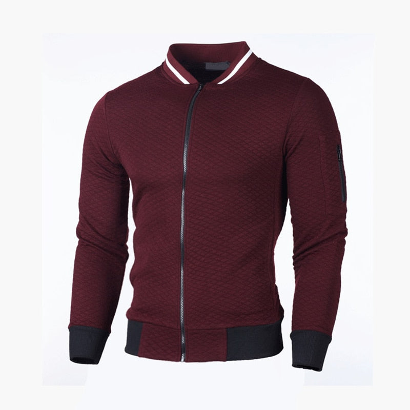 Men’s Textured Zip-Up Bomber Jacket