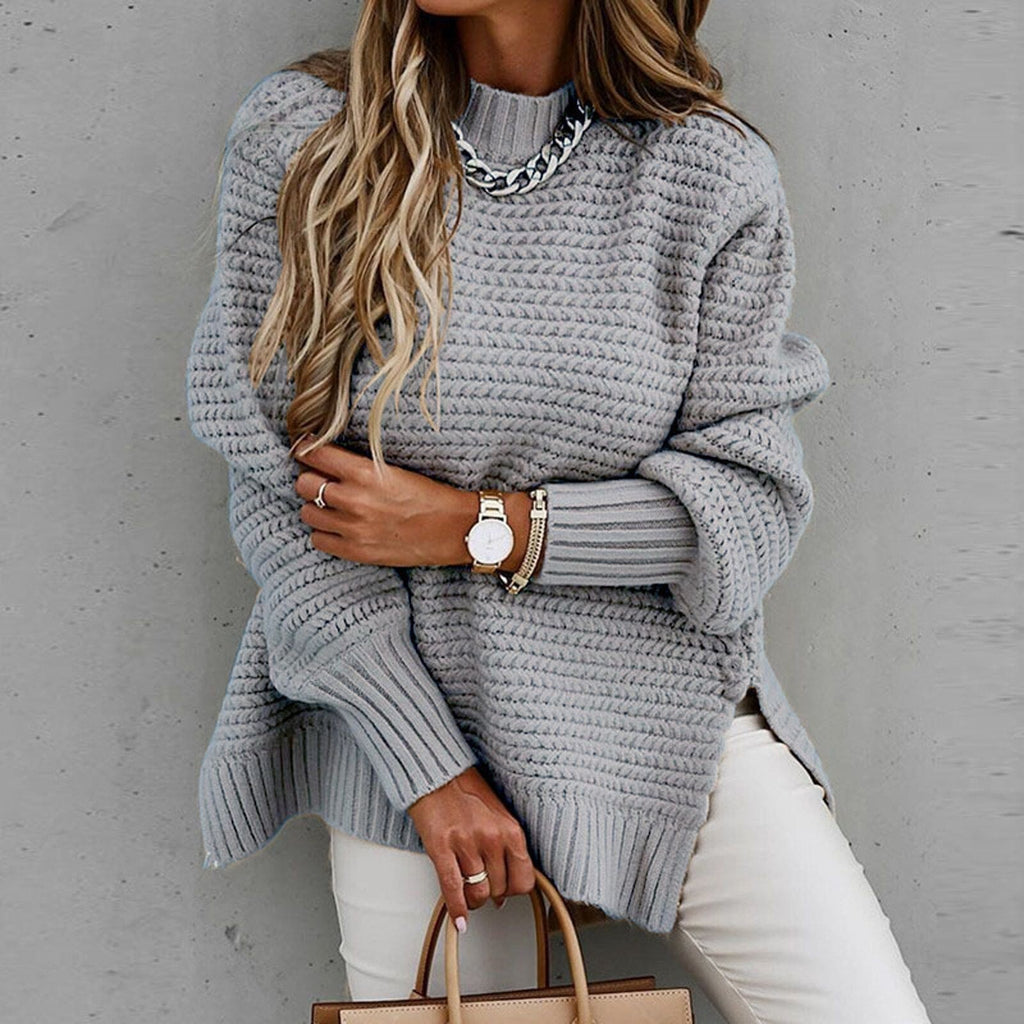 Pull oversize en maille pour femme avec ourlet fendu