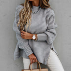 Pull oversize en maille pour femme avec ourlet fendu