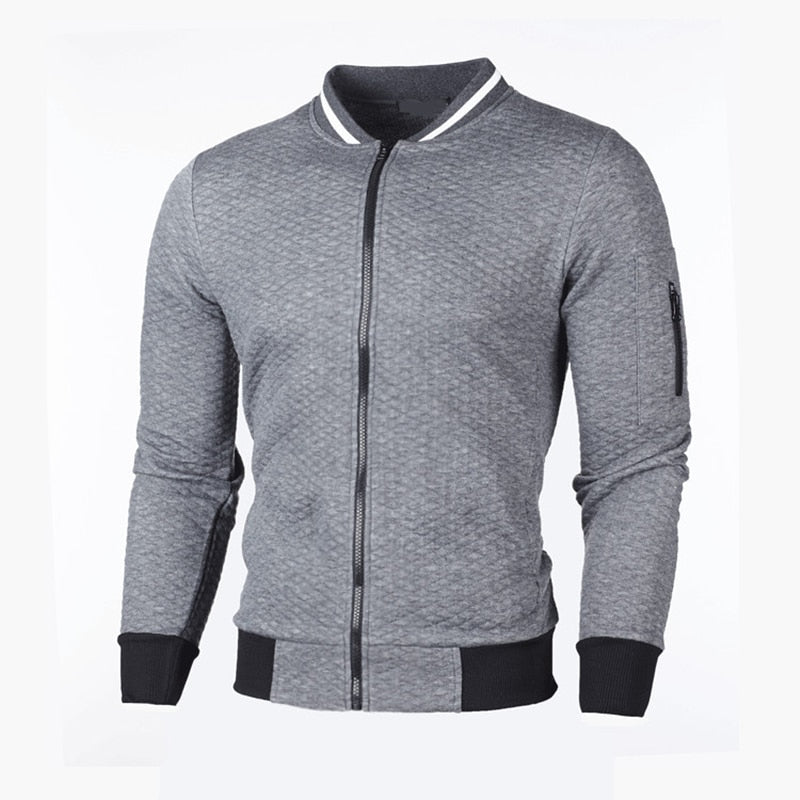 Men’s Textured Zip-Up Bomber Jacket