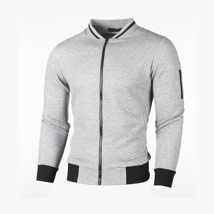 Men’s Textured Zip-Up Bomber Jacket