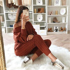 Women's Cable Knit Jumper and Trousers Co-Ord Set