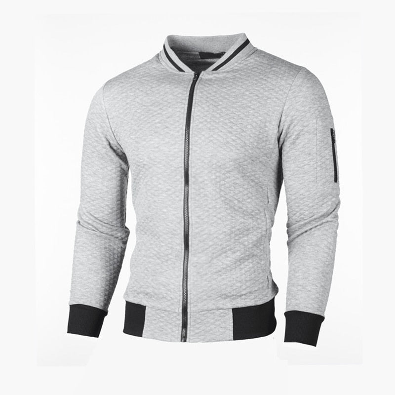 Men’s Textured Zip-Up Bomber Jacket