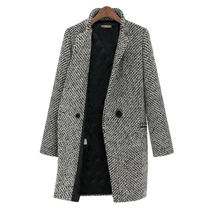 Women's Houndstooth Winter Coat | Tailored Wool-Blend Jacket