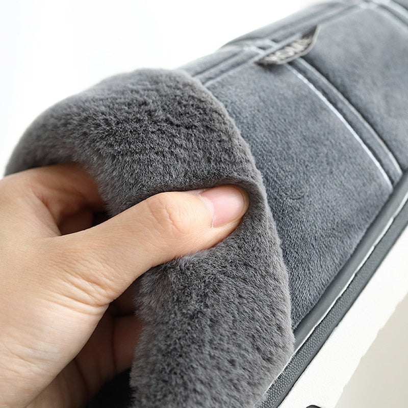 Unisex Fleece-Lined Check Indoor Slippers