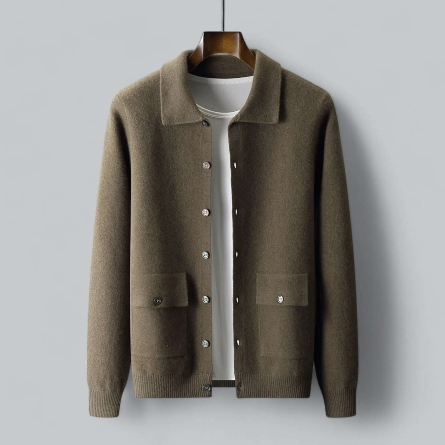 Cardigan en maille à col boutonné pour homme