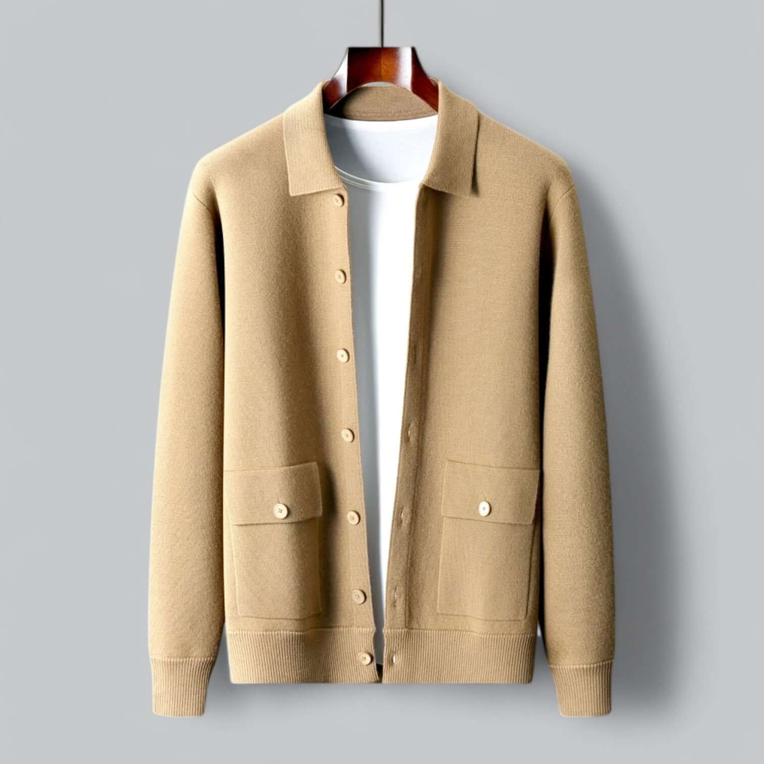 Cardigan en maille à col boutonné pour homme