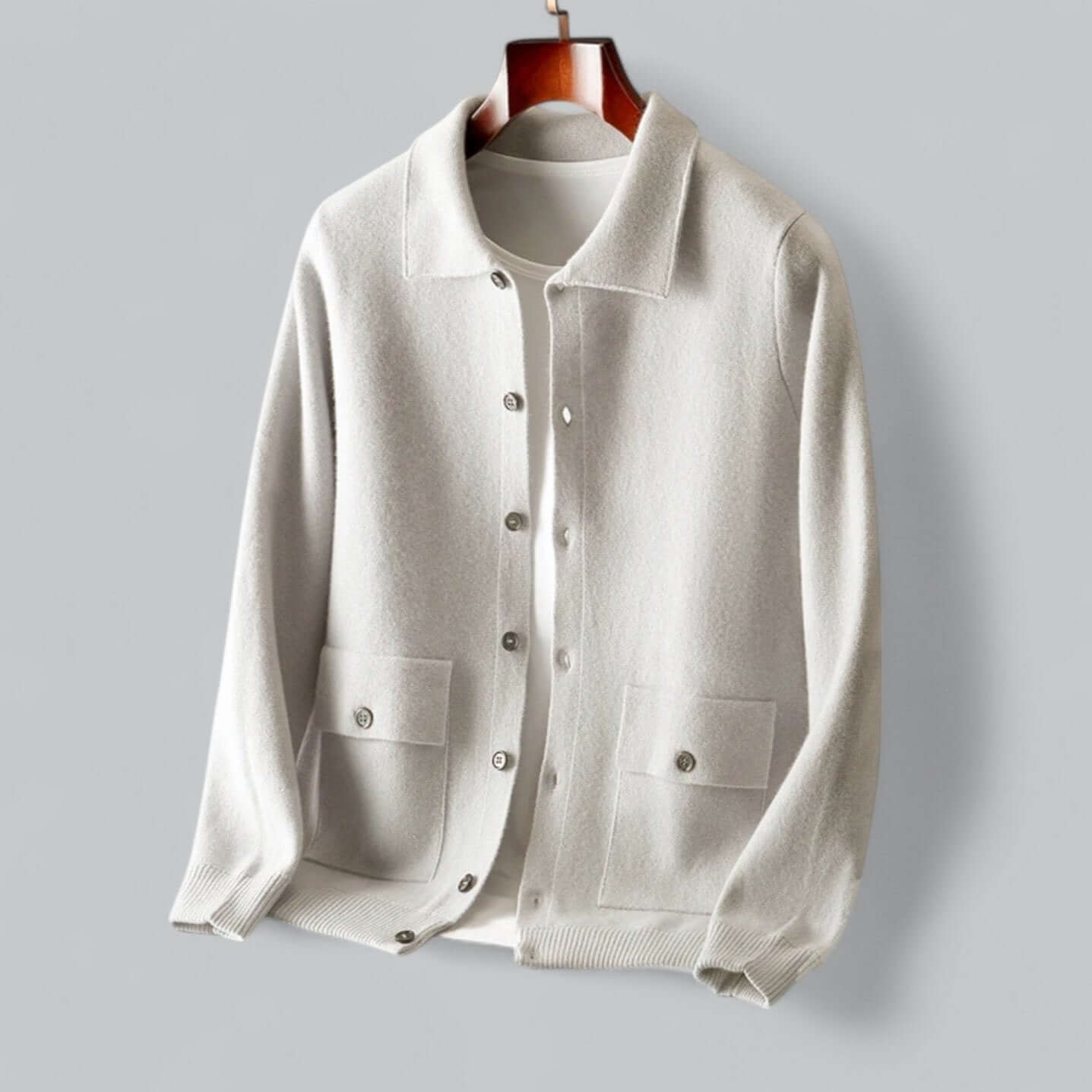 Cardigan en maille à col boutonné pour homme