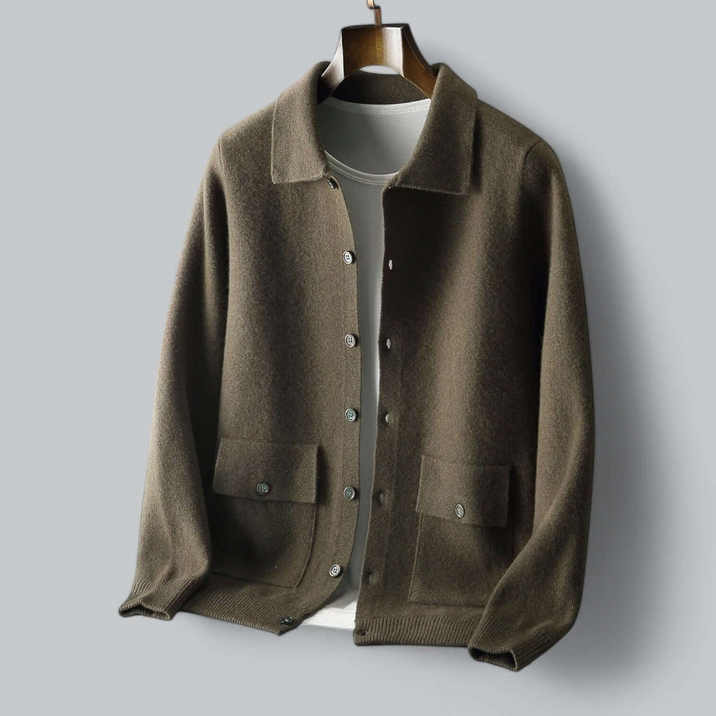Cardigan en maille à col boutonné pour homme