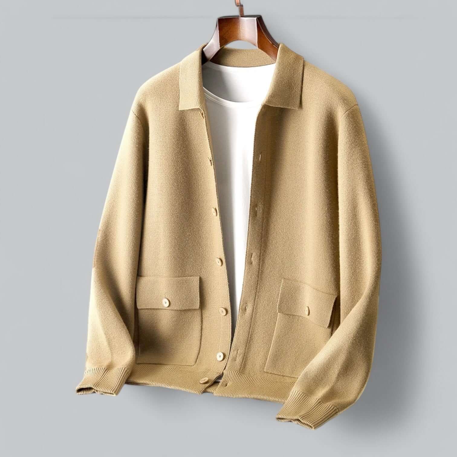 Cardigan en maille à col boutonné pour homme