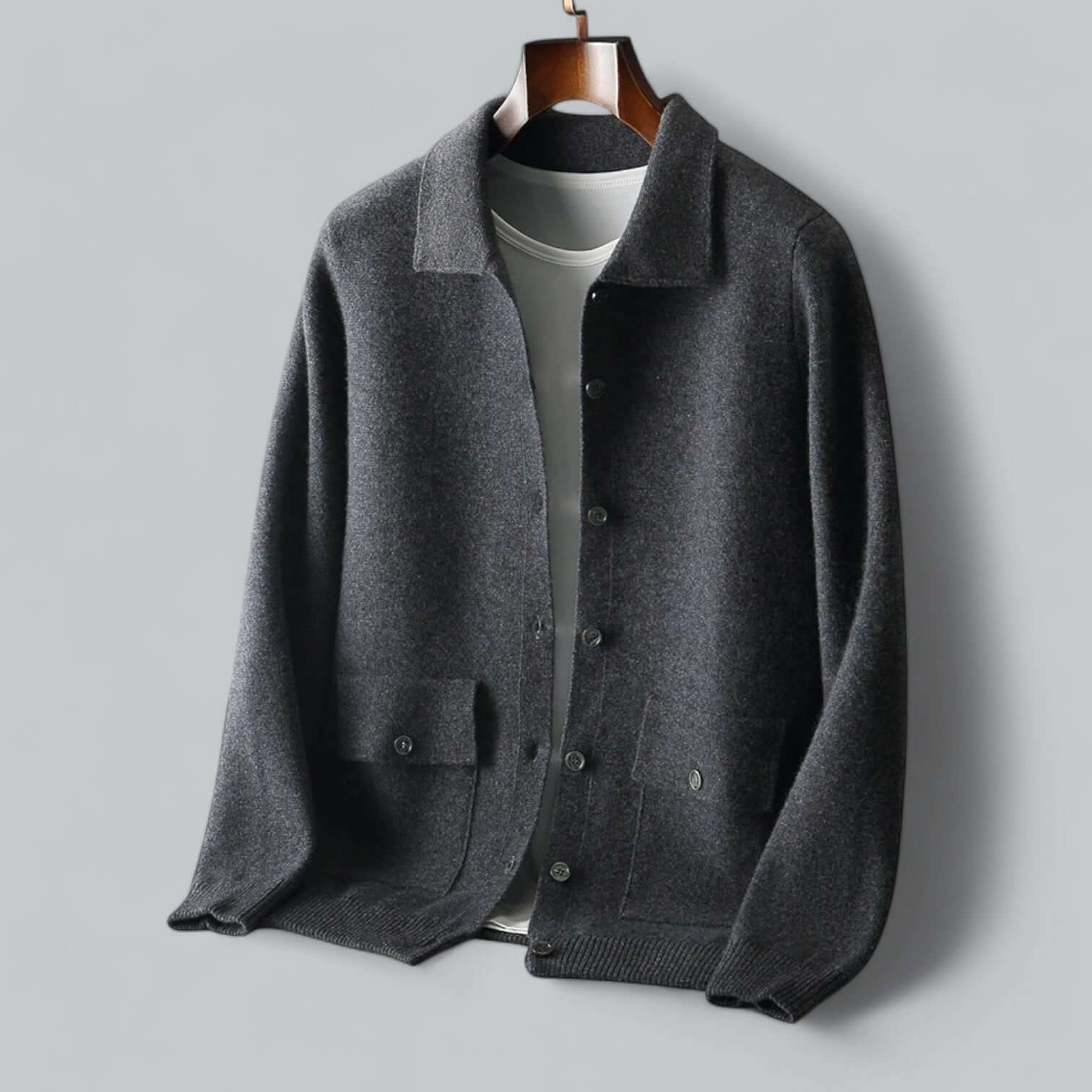 Cardigan en maille à col boutonné pour homme