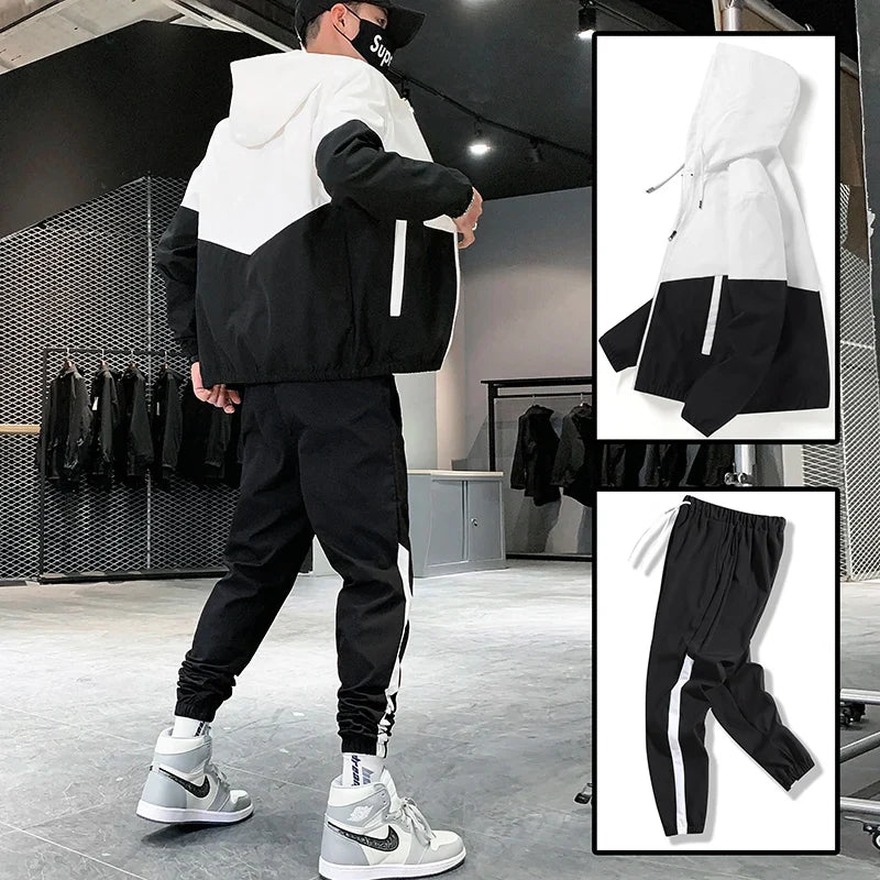 Men’s Colour Block Hooded Tracksuit Set