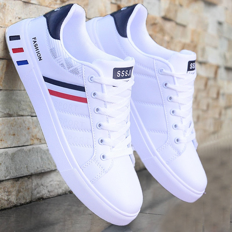 Men’s Casual Lace-Up Trainers with Contrast Stripe Detail