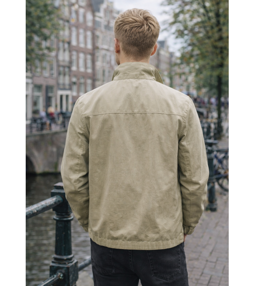 Blouson bomber décontracté pour homme à fermeture éclair et col montant