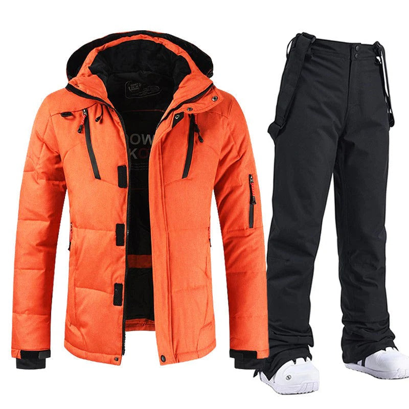 Ensemble veste et pantalon de ski isolants pour homme | combinaison d’hiver à capuche