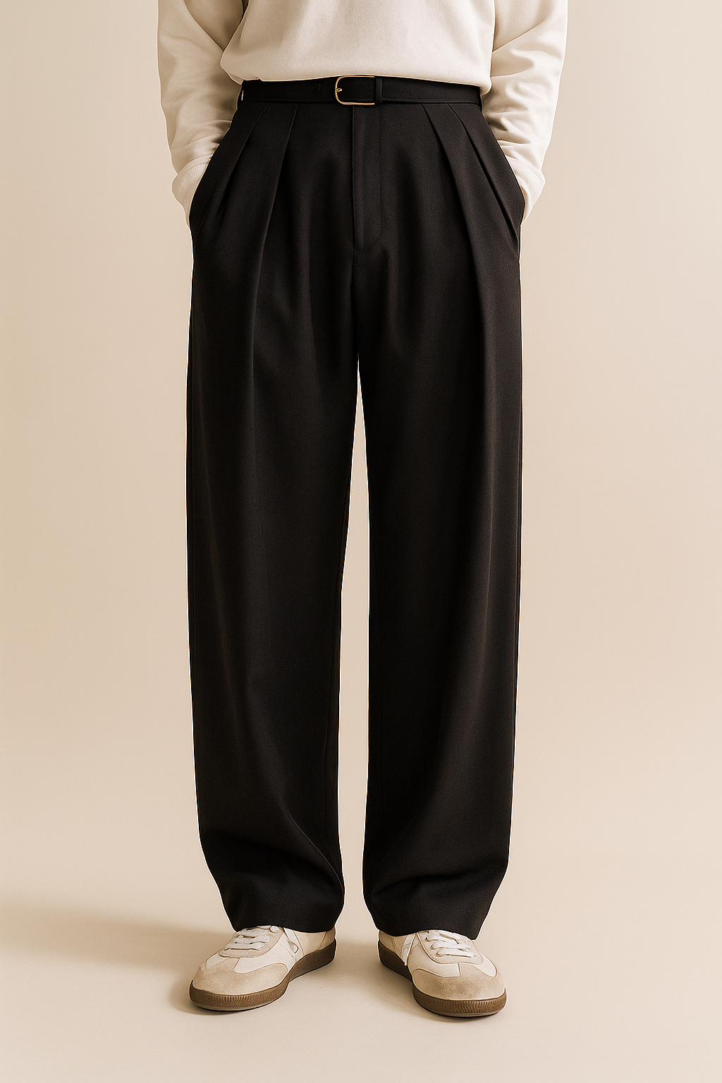 Pantalon large plissé pour homme