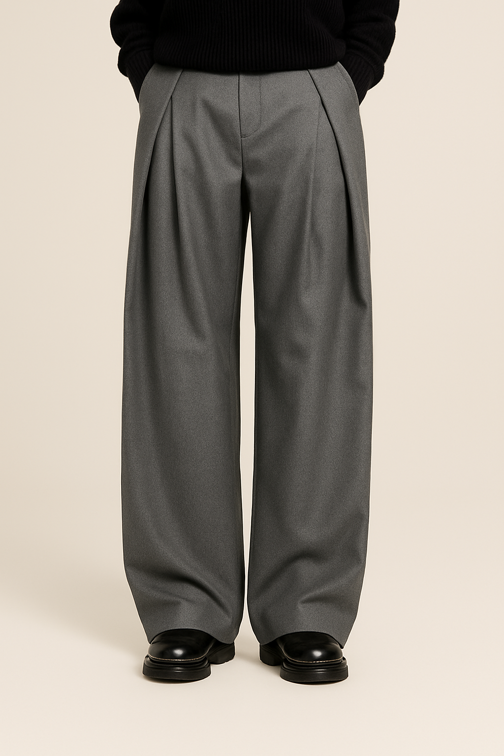 Pantalon large plissé pour homme