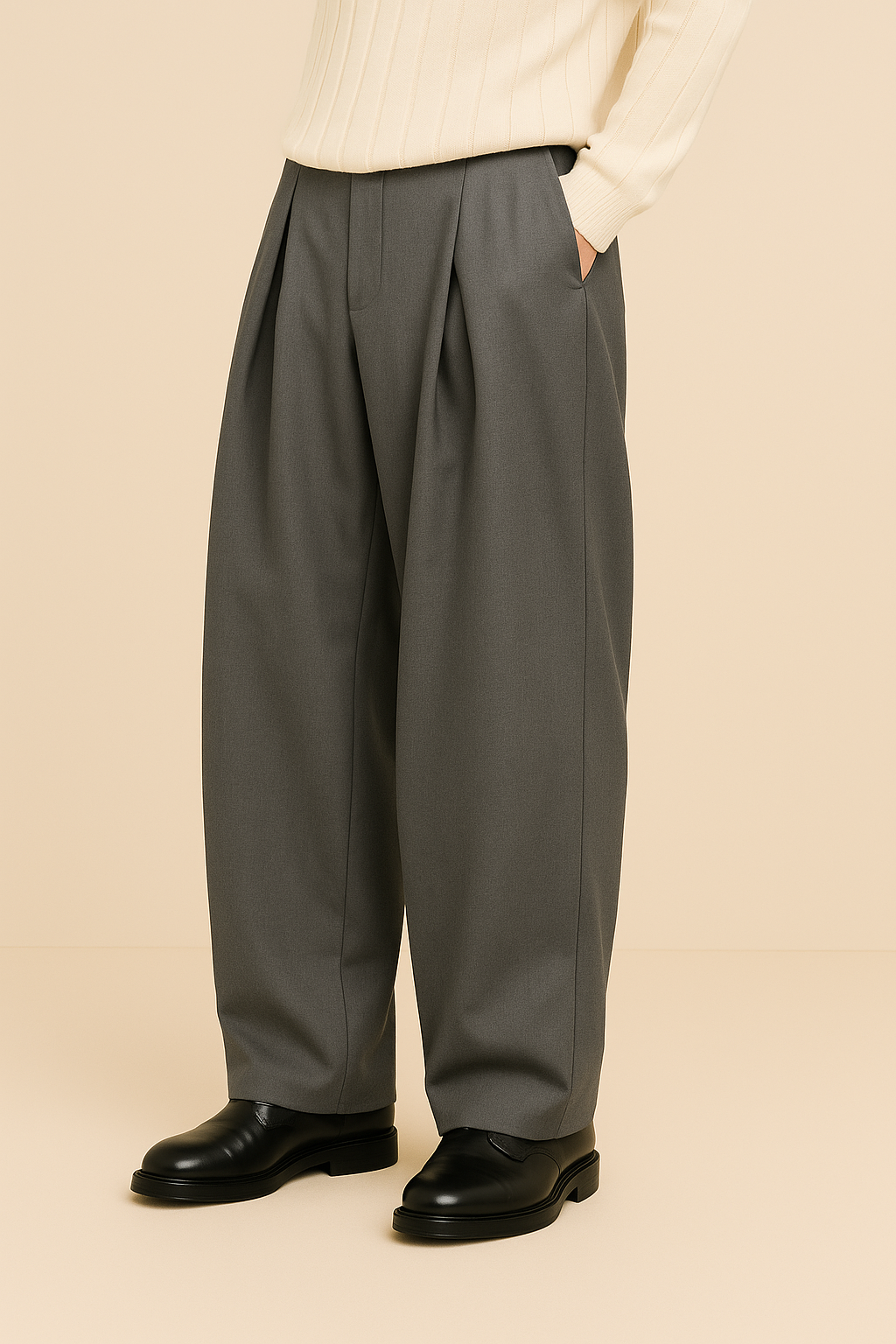 Men's Wide Leg Pleated Trousers