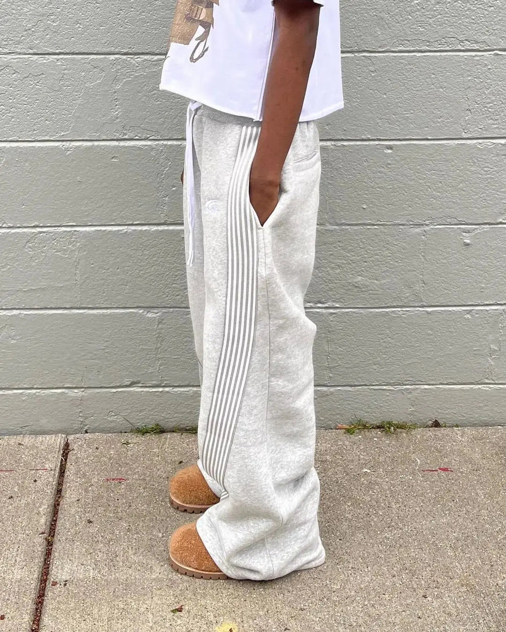 Men’s Wide Leg Joggers with Side Stripe Detail
