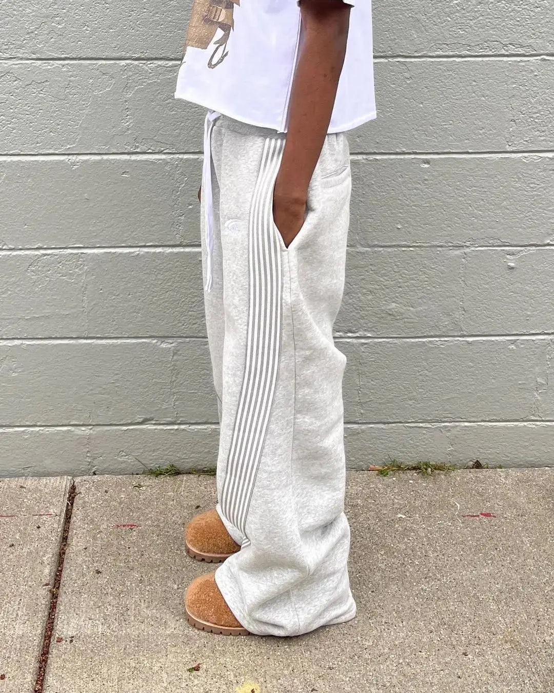Men’s Wide Leg Joggers with Side Stripe Detail