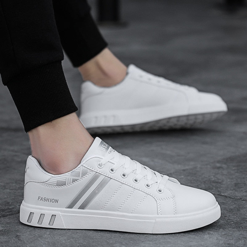 Men’s Casual Lace-Up Trainers with Contrast Stripe Detail
