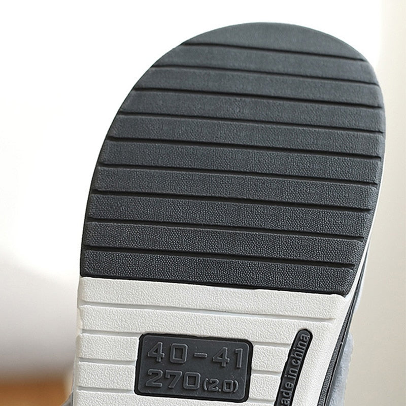 Unisex Fleece-Lined Check Indoor Slippers