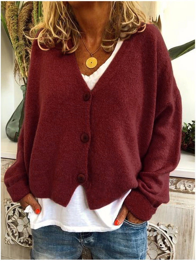 Cardigan en maille souple à col V pour femme