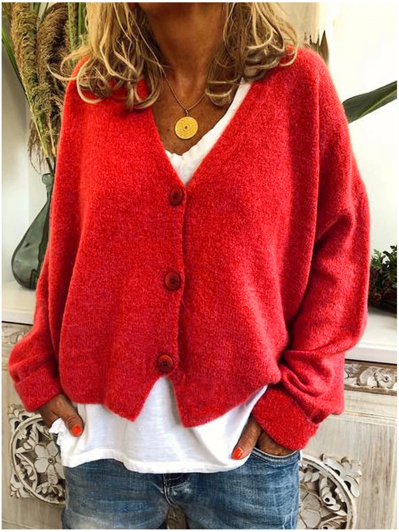 Cardigan en maille souple à col V pour femme