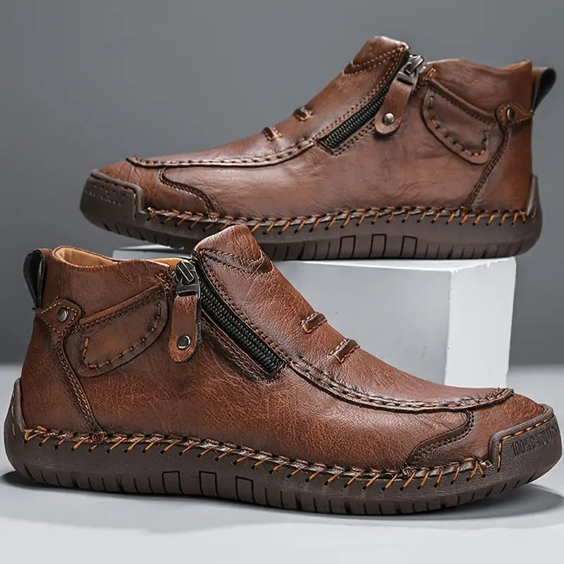 Chaussures de marche décontractées montantes à fermeture zippée latérale pour homme