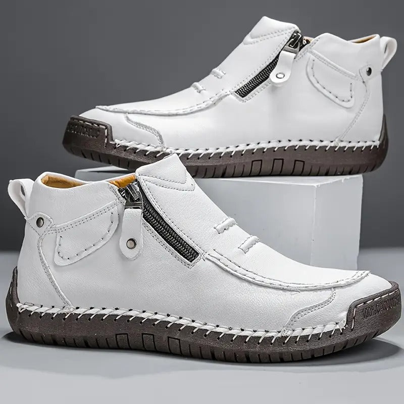 Chaussures de marche décontractées montantes à fermeture zippée latérale pour homme