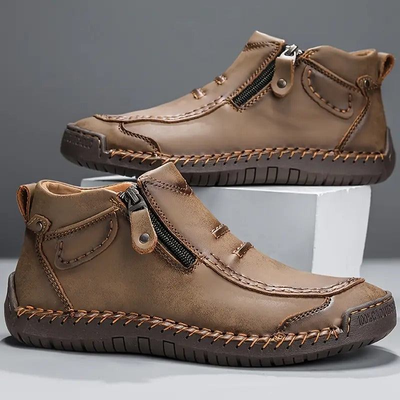 Chaussures de marche décontractées montantes à fermeture zippée latérale pour homme