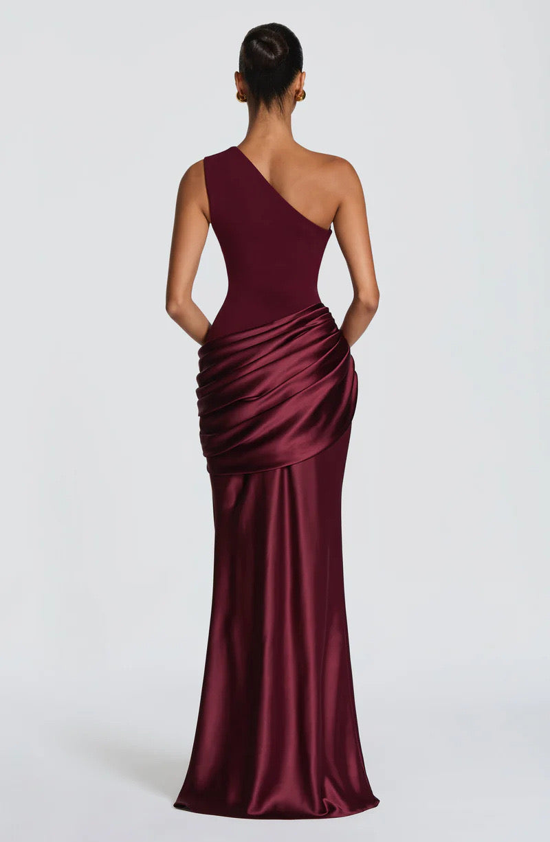 Women's One-Shoulder Jersey Maxi Evening Dress for Autumn