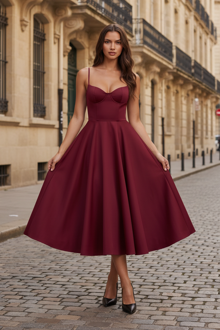 Women's Midi Christmas Dress | Sleeveless Fit & Flare