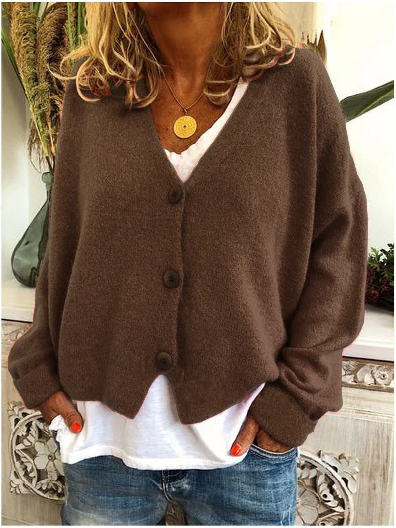 Cardigan en maille souple à col V pour femme