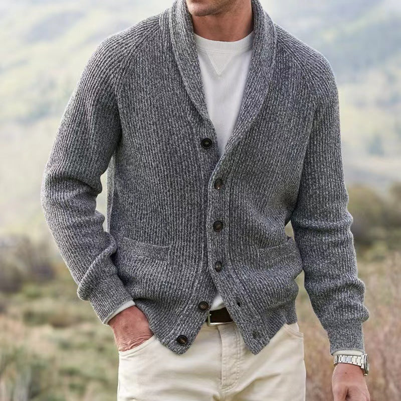 Cardigan boutonné à col châle pour homme