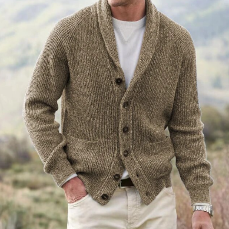 Cardigan boutonné à col châle pour homme