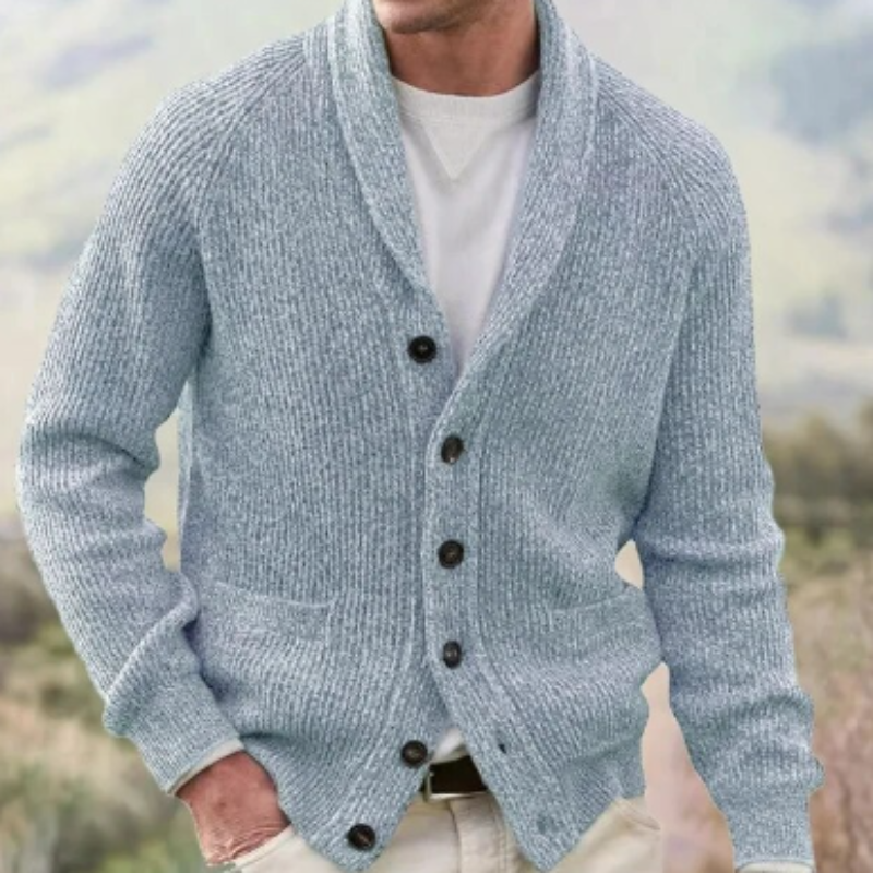 Men's Shawl Collar Button-Up Cardigan