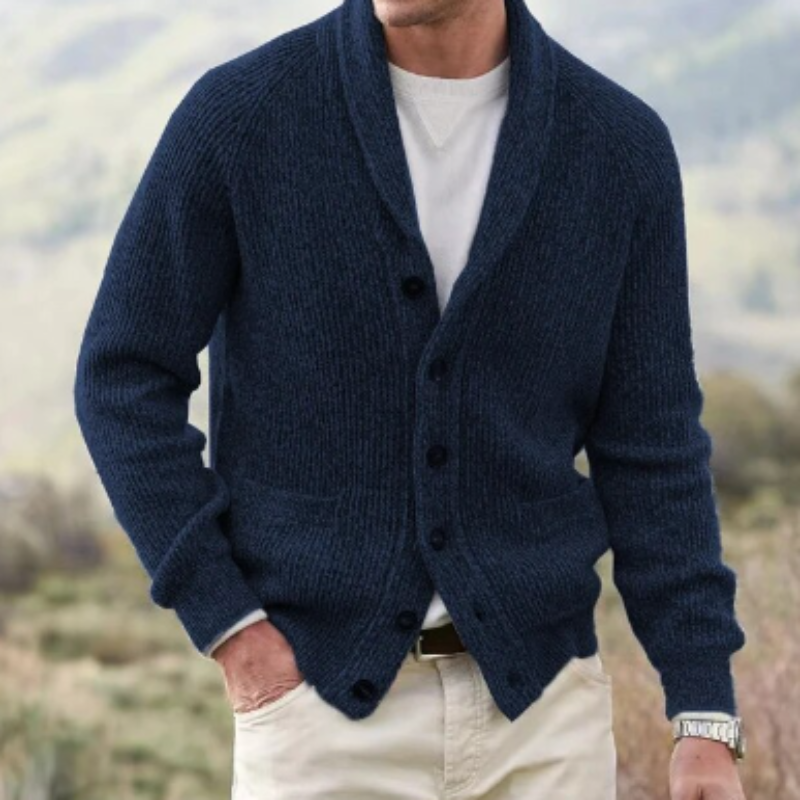 Cardigan boutonné à col châle pour homme
