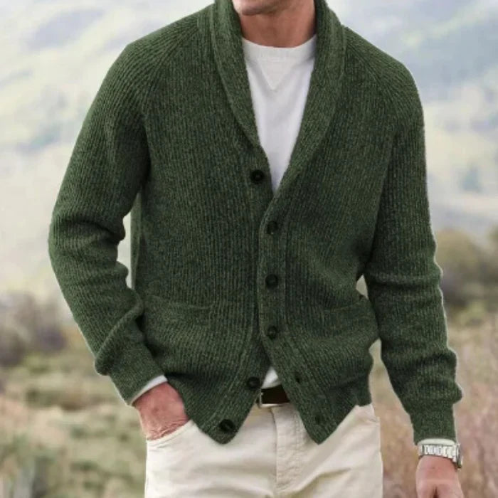 Cardigan boutonné à col châle pour homme