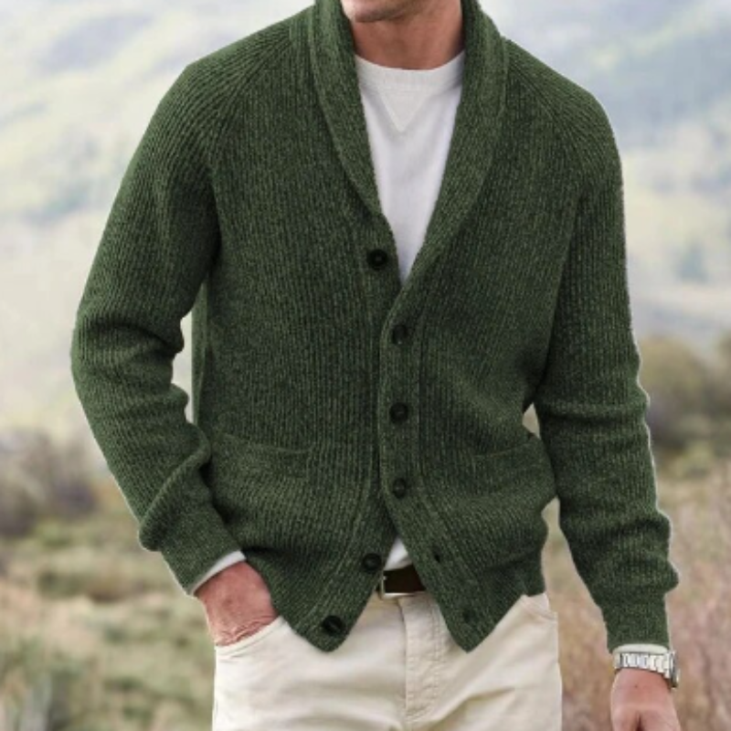 Men's Shawl Collar Button-Up Cardigan