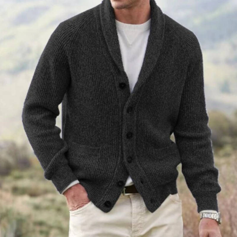 Men's Shawl Collar Button-Up Cardigan