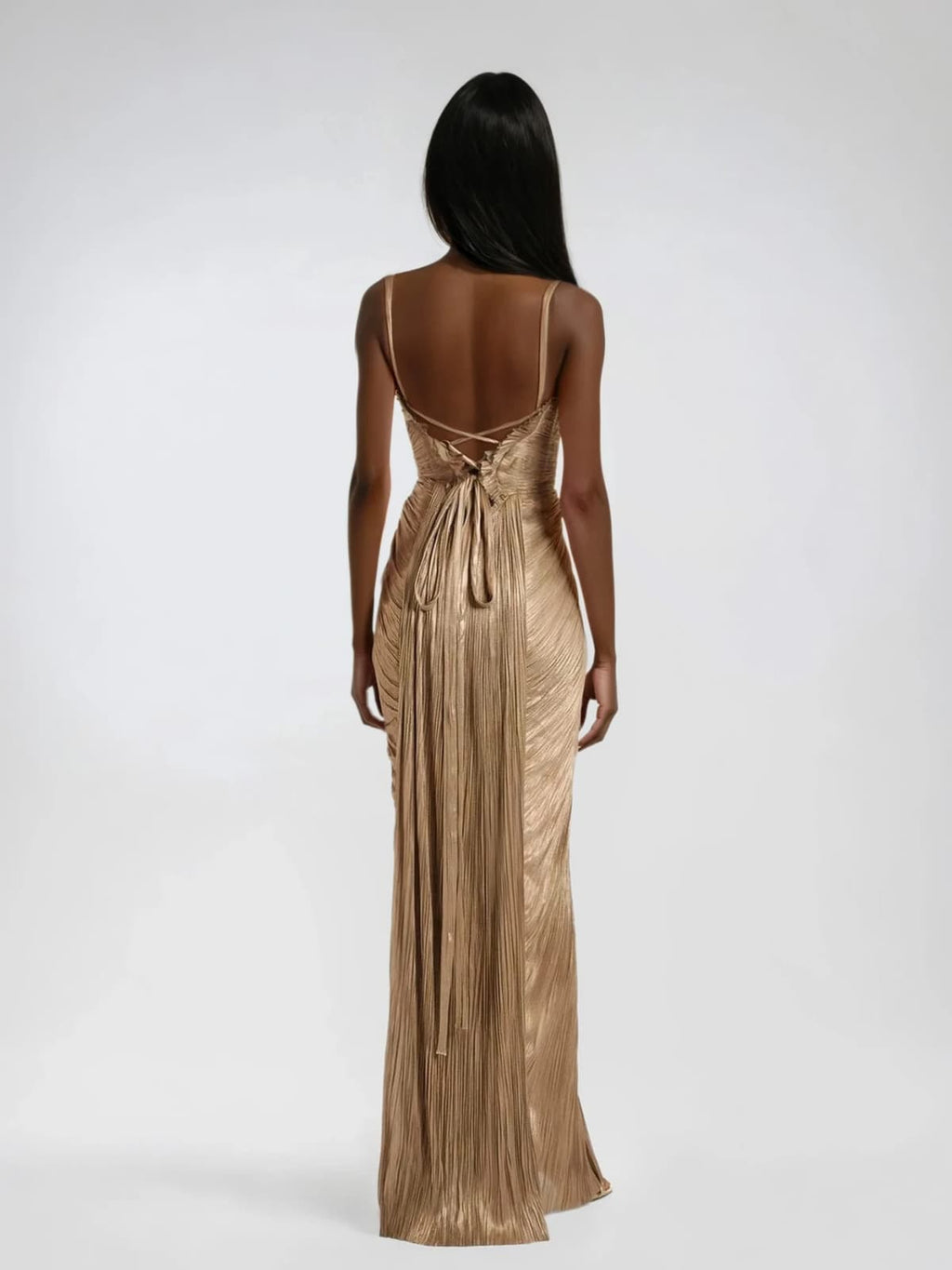 Women's Pleated Corset Maxi Evening Dress