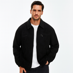 Men's Corduroy Zip-Up Jacket with Collar