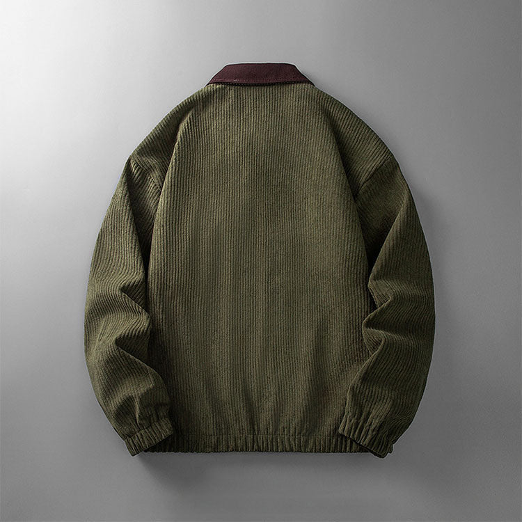 Veste zippée en velours côtelé pour homme, avec col