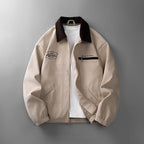 Men's Corduroy Zip-Up Jacket with Collar