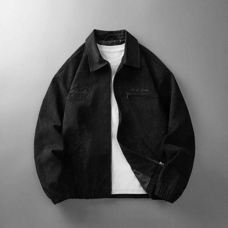 Veste zippée en velours côtelé pour homme, avec col