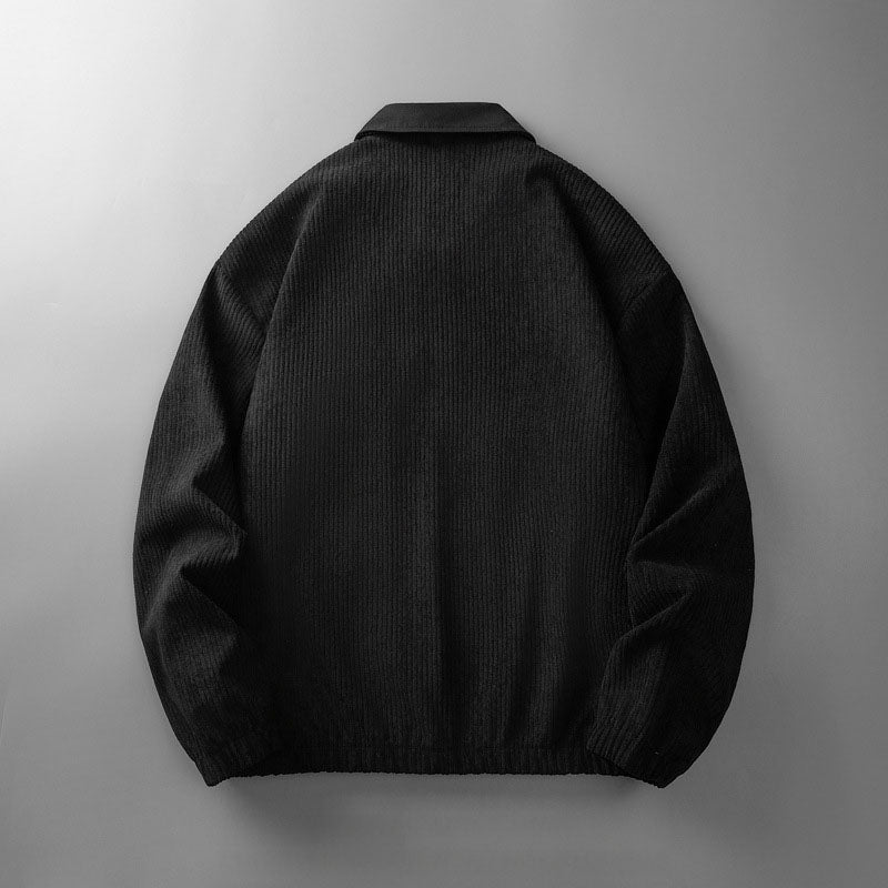 Men's Corduroy Zip-Up Jacket with Collar