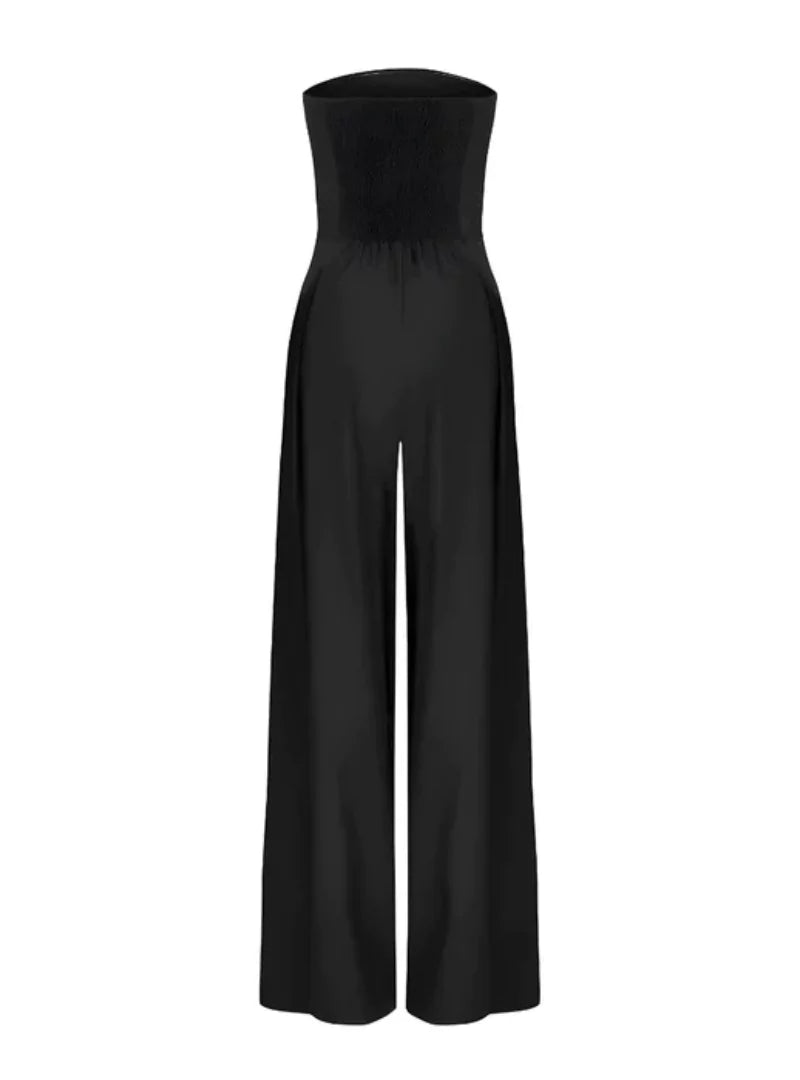 Women's Jumpsuit Polyester Strapless Wide Leg Summer Jumpsuit