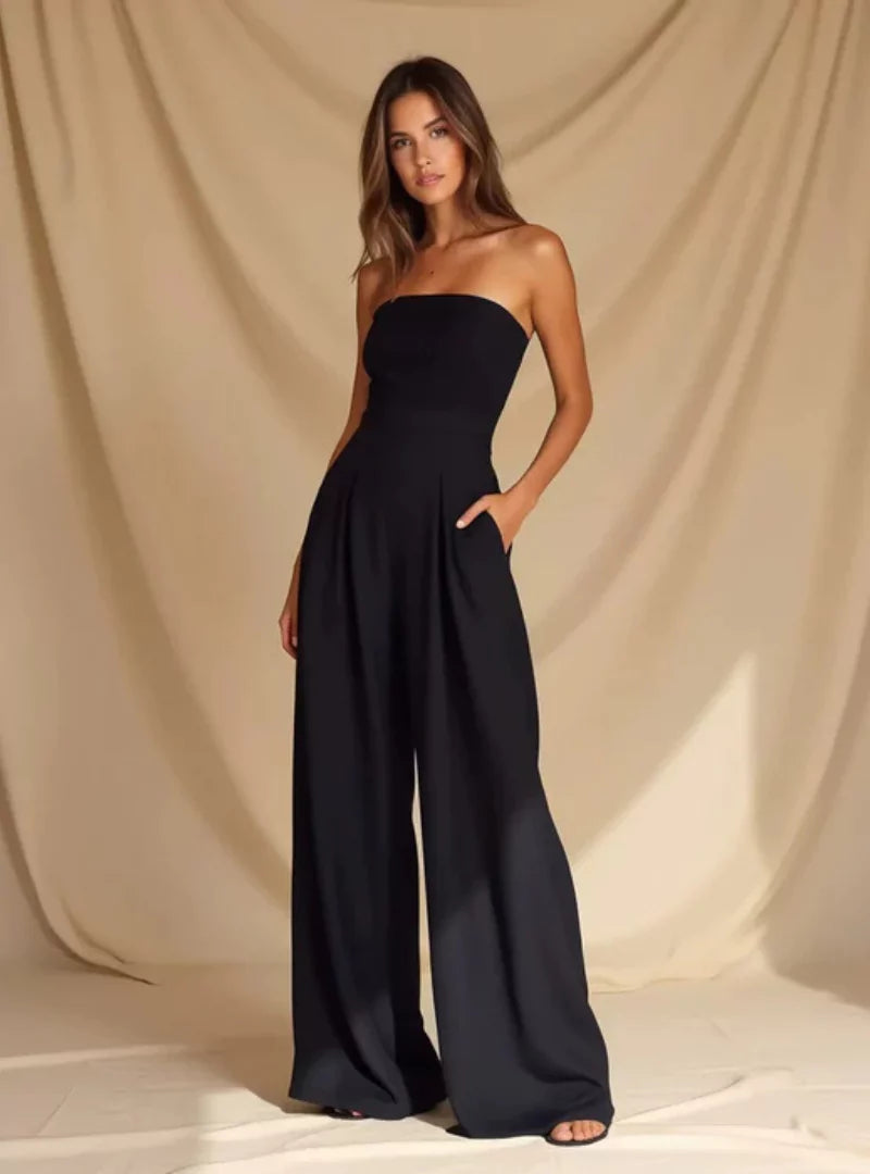 Women's Jumpsuit Polyester Strapless Wide Leg Summer Jumpsuit